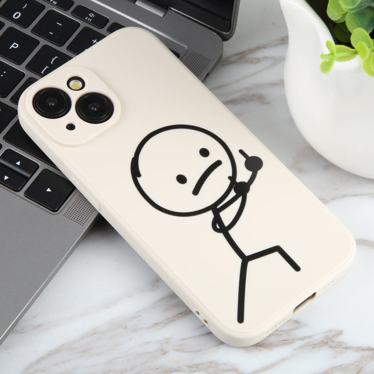 For iPhone 6s / 6 Stickman Pattern Liquid Silicone Phone Case(White) - More iPhone Cases by buy2fix | Online Shopping UK | buy2fix