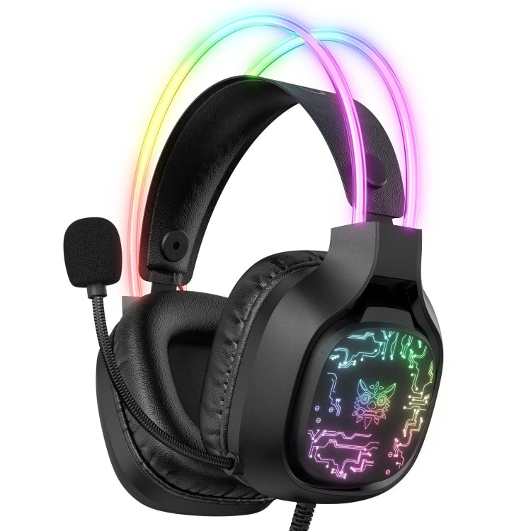 ONIKUMA X22 USB + 3.5mm Colorful Light Wired Gaming Headset with Mic, Cable length: 1.8m(Black) - Multimedia Headset by ONIKUMA | Online Shopping UK | buy2fix