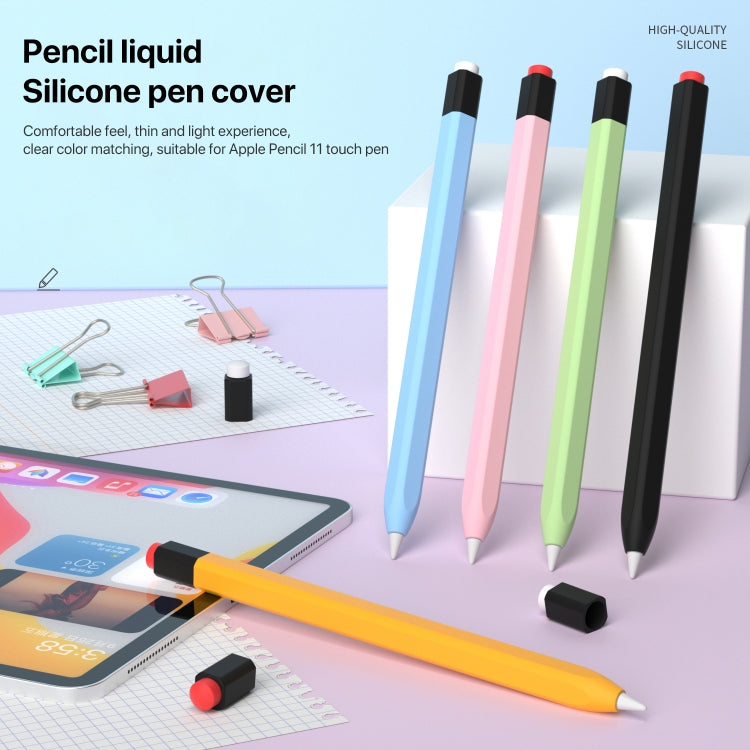 For Apple Pencil 1 Retro Pencil Style Liquid Silicone Stylus Case(Blue) - Pencil Accessories by buy2fix | Online Shopping UK | buy2fix