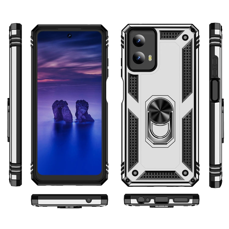 For Motorola Moto G Play 5G 2024 Shockproof TPU + PC Phone Case with Holder(Silver) - Motorola Cases by buy2fix | Online Shopping UK | buy2fix