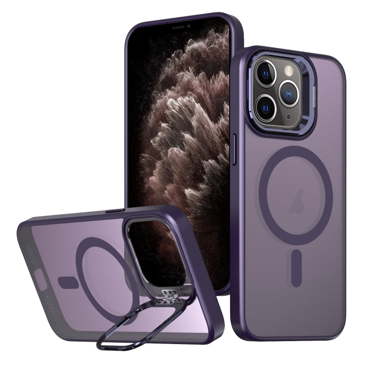 For iPhone 11 Pro Max Metal Invisible Camera Holder MagSafe Magnetic Phone Case(Purple) - iPhone 11 Pro Max Cases by buy2fix | Online Shopping UK | buy2fix