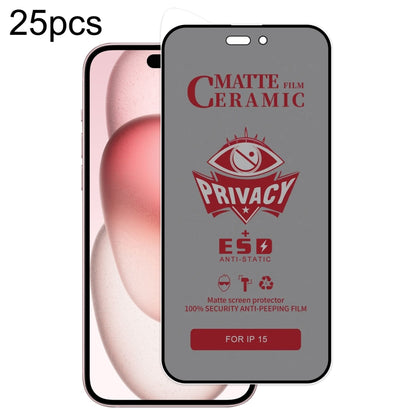 For iPhone 15 25pcs Full Coverage Frosted Privacy Ceramic Film - iPhone 15 Tempered Glass by buy2fix | Online Shopping UK | buy2fix