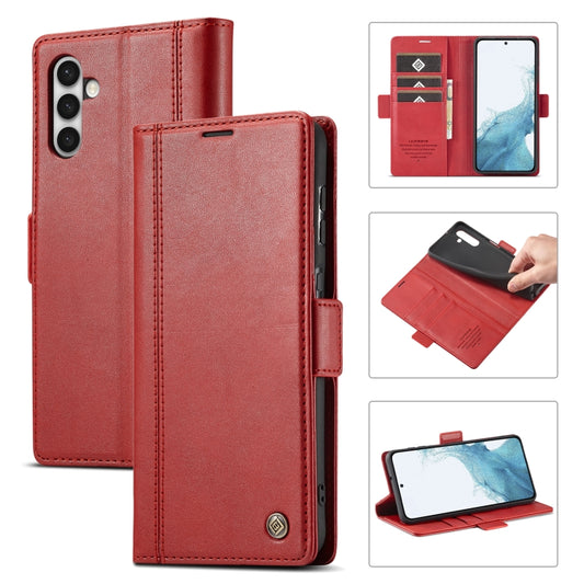 For Samsung Galaxy S24 LC.IMEEKE Skin-friendly Card Slots Leather Phone Case(Red) - Galaxy S24 5G Cases by LC.IMEEKE | Online Shopping UK | buy2fix