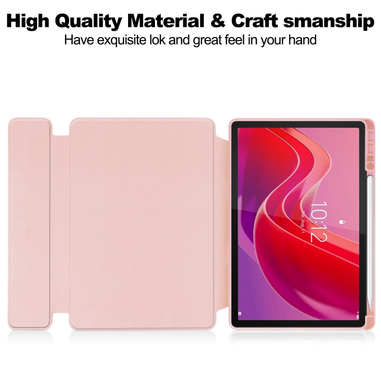 For Lenovo Tab M11/Xiaoxin Pad 11 2024 360 Rotation Transparent Smart Leather Case(Pink) - Lenovo by buy2fix | Online Shopping UK | buy2fix