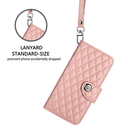 For Google Pixel 9 Pro XL Rhombic Texture Flip Leather Phone Case with Lanyard(Coral Pink) - Google Cases by buy2fix | Online Shopping UK | buy2fix