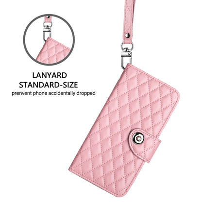 For Google Pixel 9 Pro XL Rhombic Texture Flip Leather Phone Case with Lanyard(Pink) - Google Cases by buy2fix | Online Shopping UK | buy2fix