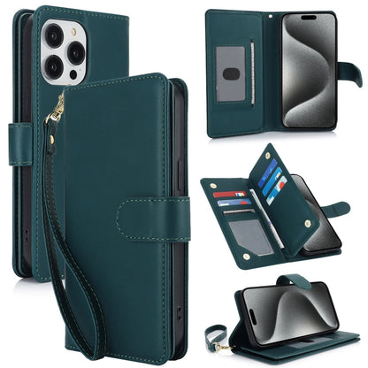 For iPhone 16 Pro Multi-Card Wallet RFID Leather Phone Case(Green) - iPhone 16 Pro Cases by buy2fix | Online Shopping UK | buy2fix