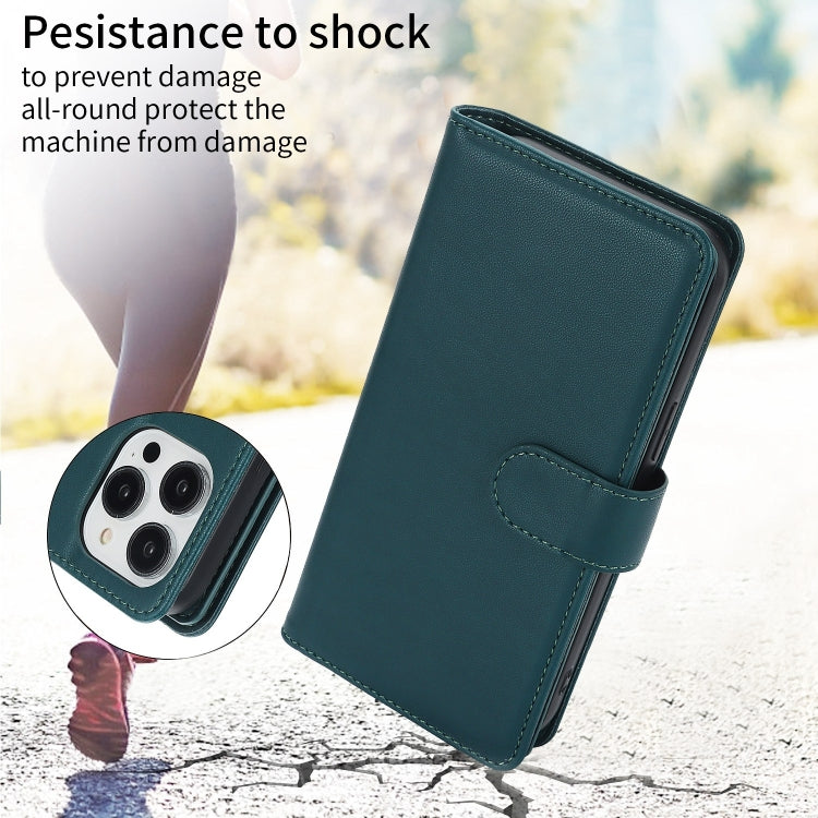 For iPhone 16 Pro Multi-Card Wallet RFID Leather Phone Case(Green) - iPhone 16 Pro Cases by buy2fix | Online Shopping UK | buy2fix