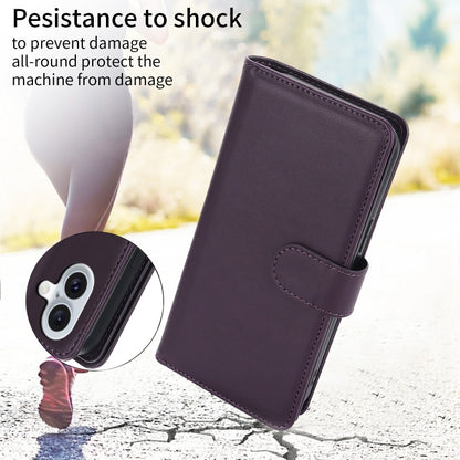 For iPhone 16 Plus Multi-Card Wallet RFID Leather Phone Case(Dark Purple) - iPhone 16 Plus Cases by buy2fix | Online Shopping UK | buy2fix