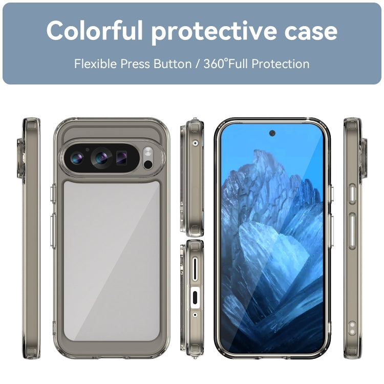 For Google Pixel 9 Colorful Series Acrylic Hybrid TPU Phone Case(Transparent Grey) - Google Cases by buy2fix | Online Shopping UK | buy2fix