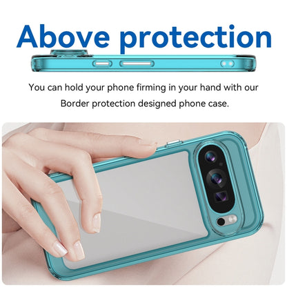 For Google Pixel 9 Colorful Series Acrylic Hybrid TPU Phone Case(Transparent Blue) - Google Cases by buy2fix | Online Shopping UK | buy2fix