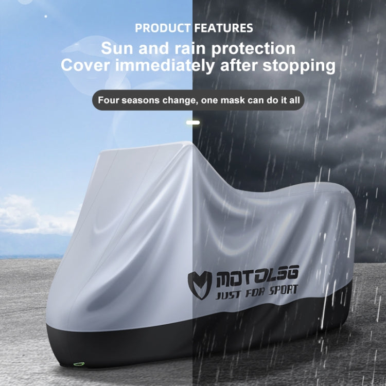 MOTOLSG Motorcycle Waterproof Sunproof Dustproof Thickening Cover, Size:XXXL(Silver Black) - Raincoat by MOTOLSG | Online Shopping UK | buy2fix