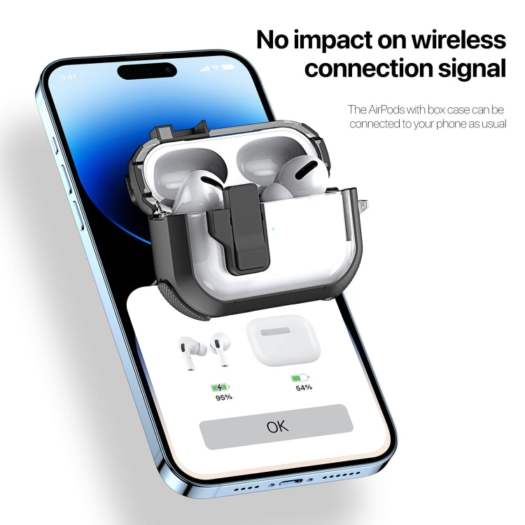 For AirPods 1/2 DUX DUCIS PECN Series Split Two-color Transparent Earphone Case with Hook(Blue Black) - For AirPods 1/2 by DUX DUCIS | Online Shopping UK | buy2fix