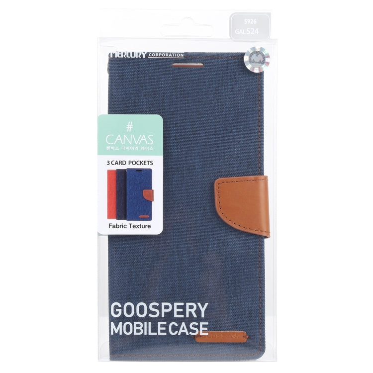 For Samsung Galaxy S24 5G GOOSPERY CANVAS DIARY Fabric Texture Flip Leather Phone Case(Navy Blue) - Galaxy S24 5G Cases by GOOSPERY | Online Shopping UK | buy2fix