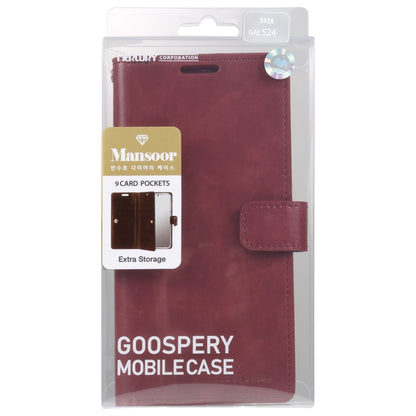 For Samsung Galaxy S24 5G GOOSPERY MANSOOR DIARY 9 Card Slots Leather Phone Case(Wine Red) - Galaxy S24 5G Cases by GOOSPERY | Online Shopping UK | buy2fix