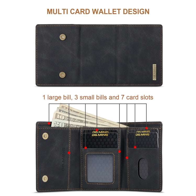 For OnePlus 12 DG.MING M1 Series 3-Fold Multi Card Wallet + Magnetic Phone Case(Black) - OnePlus Cases by DG.MING | Online Shopping UK | buy2fix