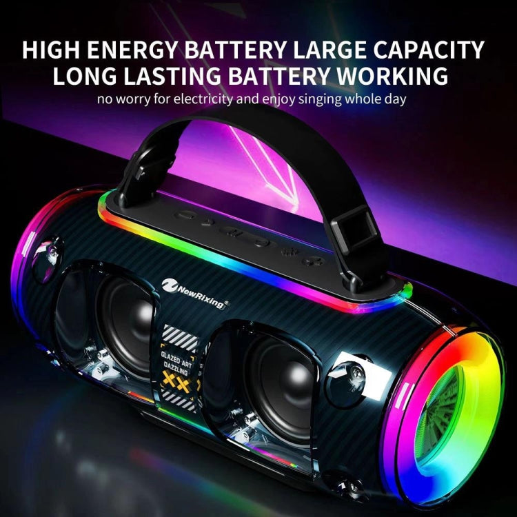 New Rixing NR8806 Portable Outdoor Wireless Bluetooth Speaker RGB Colorful Subwoofer, Style:Single Mic(Black) - Desktop Speaker by NewRixing | Online Shopping UK | buy2fix