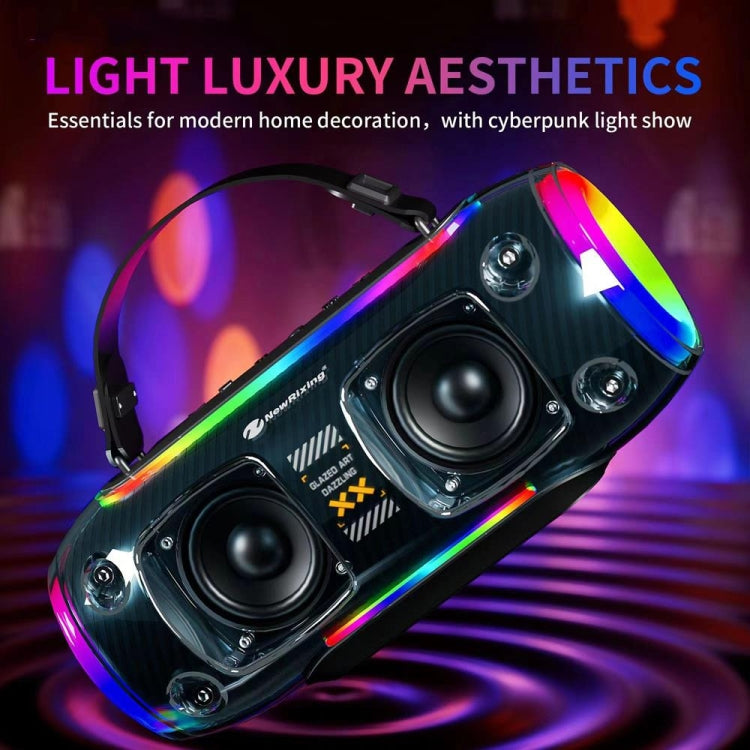 New Rixing NR8806 Portable Outdoor Wireless Bluetooth Speaker RGB Colorful Subwoofer, Style:Dual Mic(Black) - Desktop Speaker by NewRixing | Online Shopping UK | buy2fix