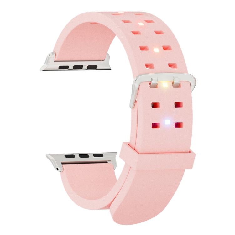 For Apple Watch Series 9 41mm Luminous Colorful Light Silicone Watch Band(Pink) - Watch Bands by buy2fix | Online Shopping UK | buy2fix