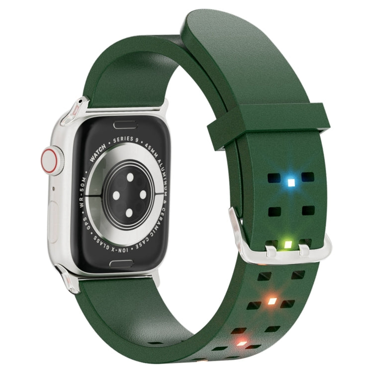 For Apple Watch Series 8 41mm Luminous Colorful Light Silicone Watch Band(Green) - Watch Bands by buy2fix | Online Shopping UK | buy2fix