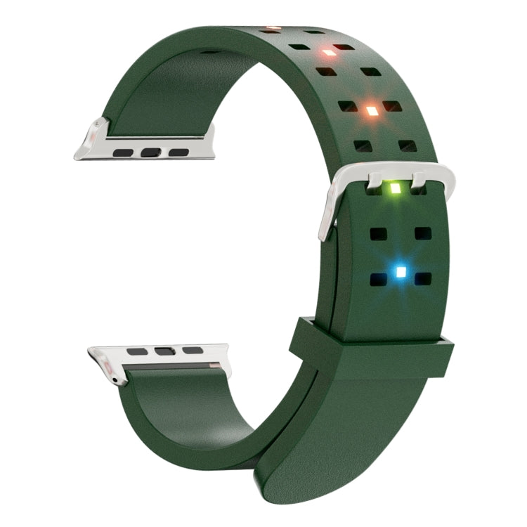 For Apple Watch Series 7 41mm Luminous Colorful Light Silicone Watch Band(Green) - Watch Bands by buy2fix | Online Shopping UK | buy2fix