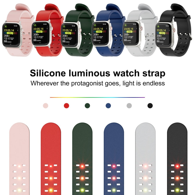 For Apple Watch Series 9 45mm Luminous Colorful Light Silicone Watch Band(Blue) - Watch Bands by buy2fix | Online Shopping UK | buy2fix