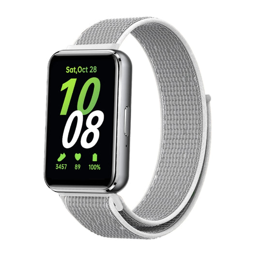 For Samsung Galaxy Fit 3 Woven Nylon Loop Watch Band(Grey White) - Watch Bands by buy2fix | Online Shopping UK | buy2fix