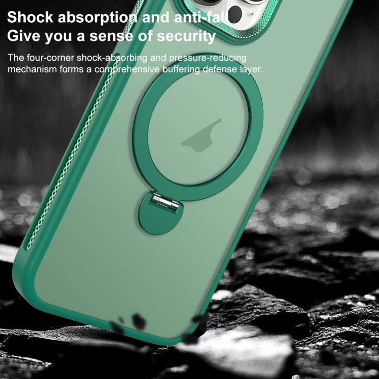 For iPhone 14 MagSafe Magnetic Holder Breathable Phone Case(Green) - iPhone 14 Cases by buy2fix | Online Shopping UK | buy2fix