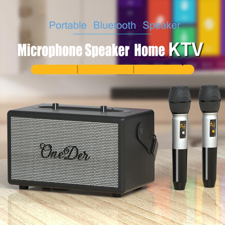 Oneder D7 Bluetooth Speaker Outdoor Karaoke Wireless Speakers With Two Mic(Black) - Desktop Speaker by OneDer | Online Shopping UK | buy2fix