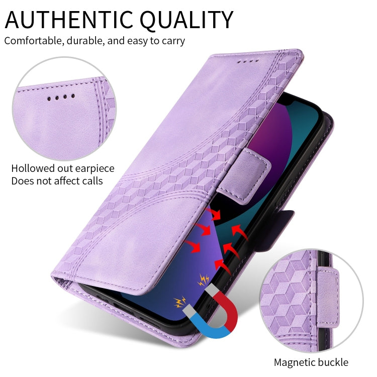 For iPhone 16 Plus Embossed Rhombus Starry Leather Phone Case(Purple) - More iPhone Cases by buy2fix | Online Shopping UK | buy2fix