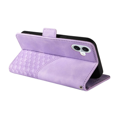 For iPhone 16 Embossed Rhombus Starry Leather Phone Case(Purple) - More iPhone Cases by buy2fix | Online Shopping UK | buy2fix