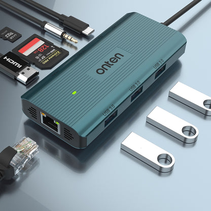 Onten UC961 9 in 1 USB-C / Type-C Multi-function HUB Docking Station(Green) - USB HUB by Onten | Online Shopping UK | buy2fix