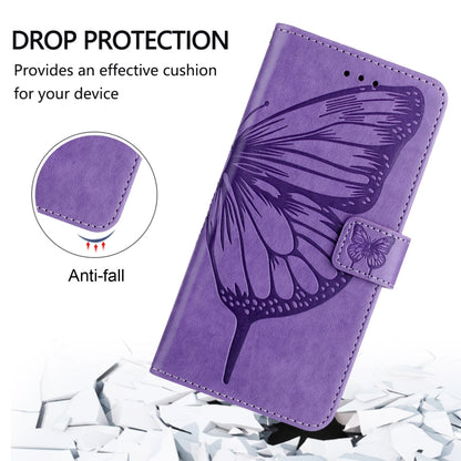 For Google Pixel 9 Pro XL Embossed Butterfly Leather Phone Case(Purple) - Google Cases by buy2fix | Online Shopping UK | buy2fix