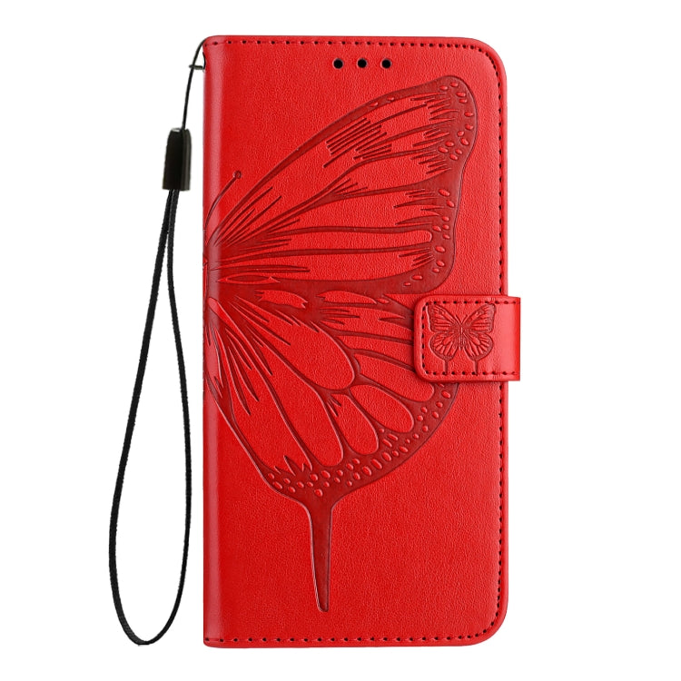 For Google Pixel 9 Pro XL Embossed Butterfly Leather Phone Case(Red) - Google Cases by buy2fix | Online Shopping UK | buy2fix