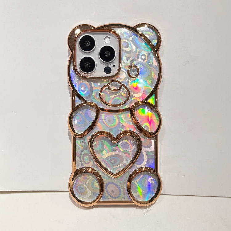 For iPhone 16 Pro Bear Shape Electroplated Laser TPU Phone Case(Black) - iPhone 16 Pro Cases by buy2fix | Online Shopping UK | buy2fix