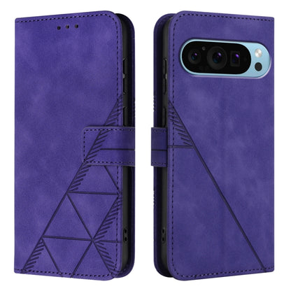 For Google Pixel 9 Pro XL Crossbody 3D Embossed Flip Leather Phone Case(Purple) - Google Cases by buy2fix | Online Shopping UK | buy2fix