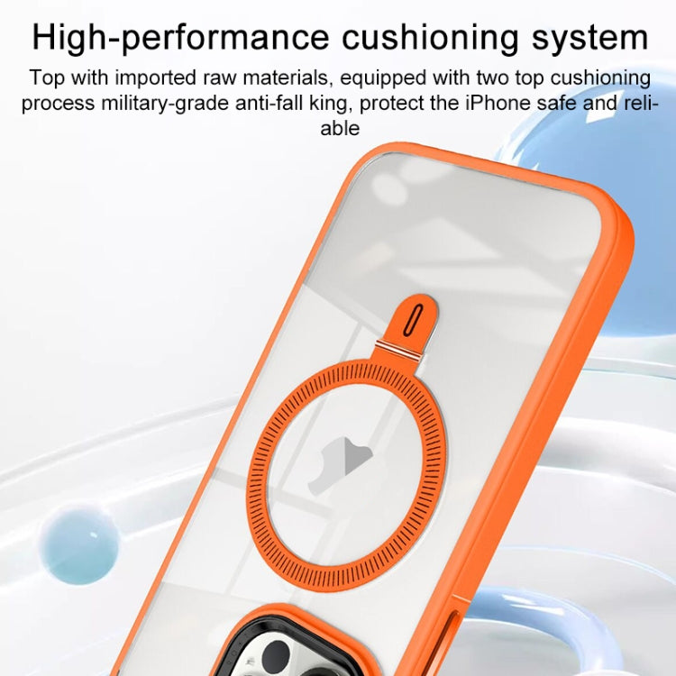 For iPhone 13 Pro Shield Armor MagSafe Holder Phone Case(Orange) - iPhone 13 Pro Cases by buy2fix | Online Shopping UK | buy2fix