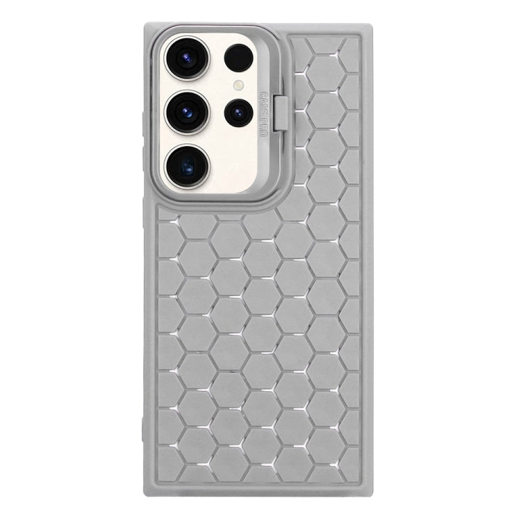 For Samsung Galaxy S24 Ultra 5G Honeycomb Radiating Lens Holder Magsafe Phone Case(Grey) - Galaxy S24 Ultra 5G Cases by buy2fix | Online Shopping UK | buy2fix