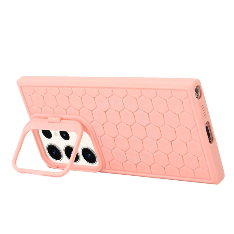 For Samsung Galaxy S23 Ultra 5G Honeycomb Radiating Lens Holder Magsafe Phone Case(Pink) - Galaxy S23 Ultra 5G Cases by buy2fix | Online Shopping UK | buy2fix