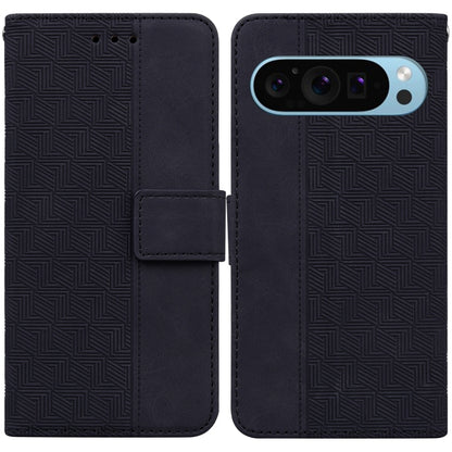 For Google Pixel 9 Geometric Embossed Leather Phone Case(Black) - Google Cases by buy2fix | Online Shopping UK | buy2fix