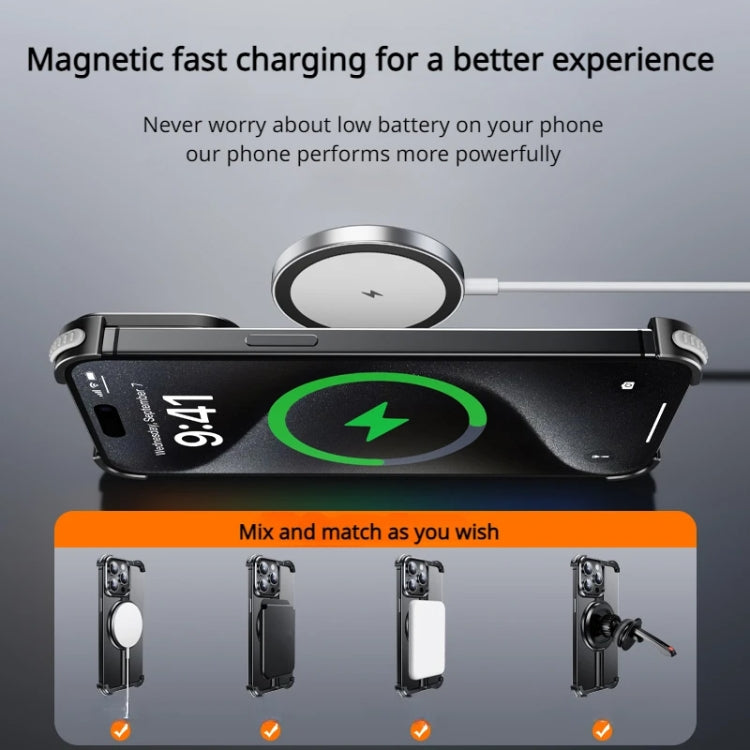 For iPhone 15 Pro Max MagSafe Magnetic Frameless Holder Phone Case(Black) - iPhone 15 Pro Max Cases by buy2fix | Online Shopping UK | buy2fix