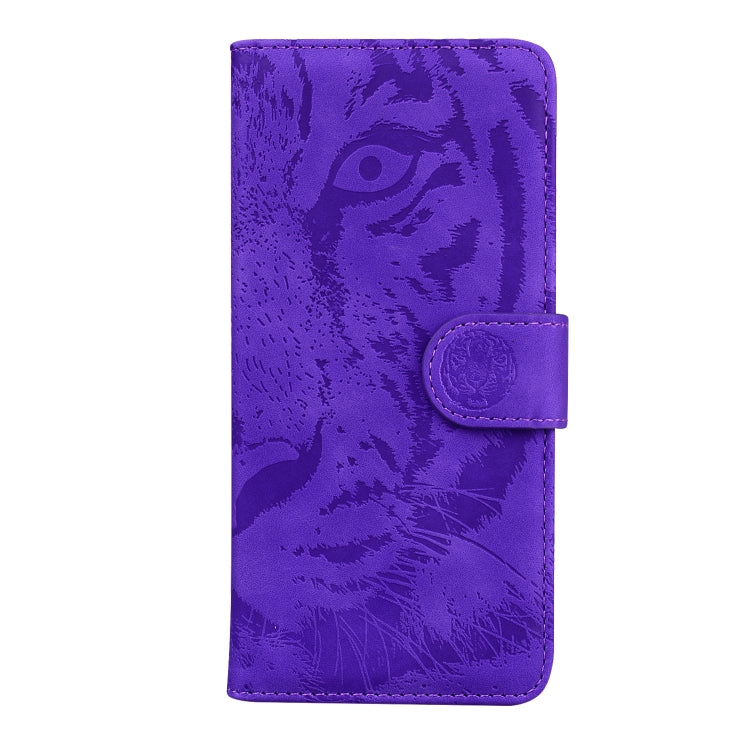 For Google Pixel 9 Tiger Embossing Pattern Flip Leather Phone Case(Purple) - Google Cases by buy2fix | Online Shopping UK | buy2fix