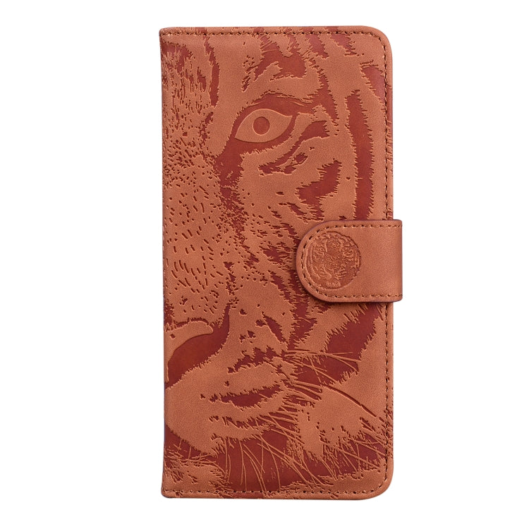 For Google Pixel 9 Tiger Embossing Pattern Flip Leather Phone Case(Brown) - Google Cases by buy2fix | Online Shopping UK | buy2fix