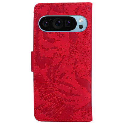 For Google Pixel 9 Pro 5G Tiger Embossing Pattern Flip Leather Phone Case(Red) - Google Cases by buy2fix | Online Shopping UK | buy2fix