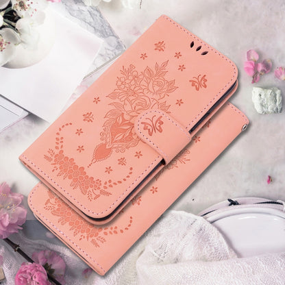 For Google Pixel 9 Pro Butterfly Rose Embossed Leather Phone Case(Pink) - Google Cases by buy2fix | Online Shopping UK | buy2fix