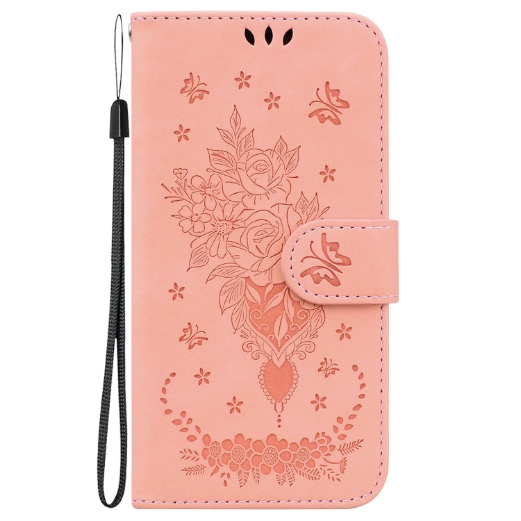 For Google Pixel 9 Pro Butterfly Rose Embossed Leather Phone Case(Pink) - Google Cases by buy2fix | Online Shopping UK | buy2fix