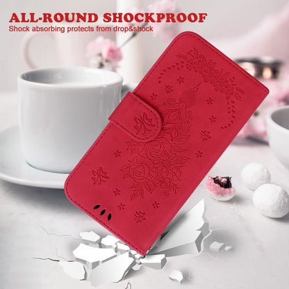 For Google Pixel 9 Butterfly Rose Embossed Leather Phone Case(Red) - Google Cases by buy2fix | Online Shopping UK | buy2fix