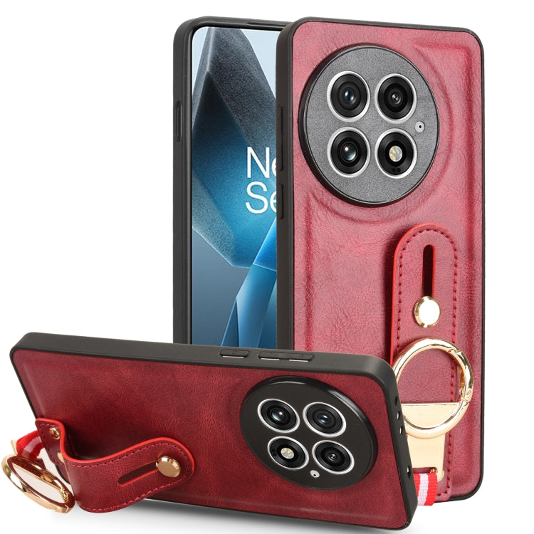 For OnePlus 13 Wristband Leather Back Phone Case(Red) - OnePlus Cases by buy2fix | Online Shopping UK | buy2fix