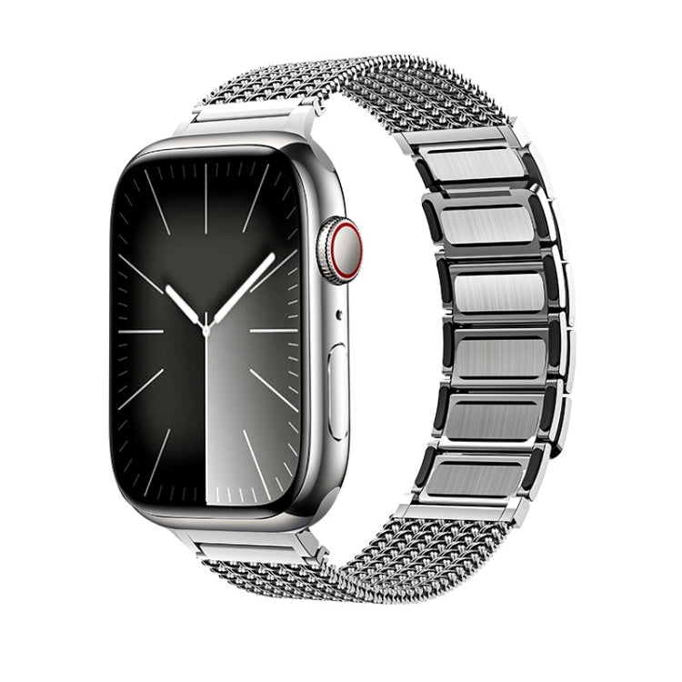 For Apple Watch Ultra 2 49mm Magnetic Clasp Braided Chain Stainless Steel Watch Band(Silver) - Watch Bands by buy2fix | Online Shopping UK | buy2fix