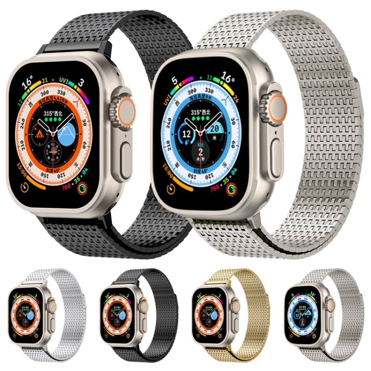 For Apple Watch Series 8 45mm Milanese Loop Magnetic Clasp Stainless Steel Watch Band(Gold) - Watch Bands by buy2fix | Online Shopping UK | buy2fix